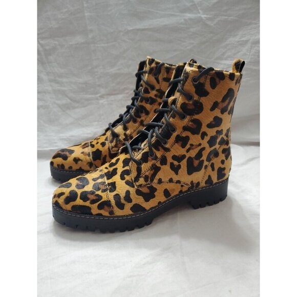 Myra Leopard Leather Inertia Boots Size 9 Lug Sole Boho 90's Y2K Grunge Hipster - Picture 5 of 12